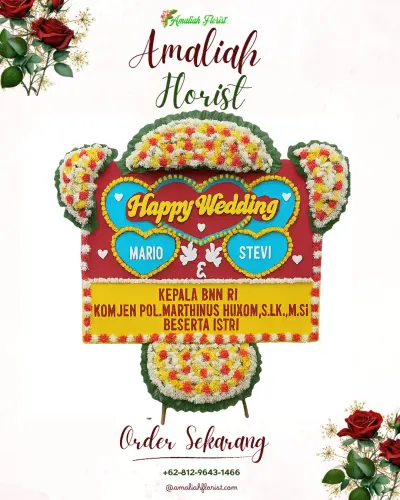 Karangan Papan Bunga Pernikahan di Api-api